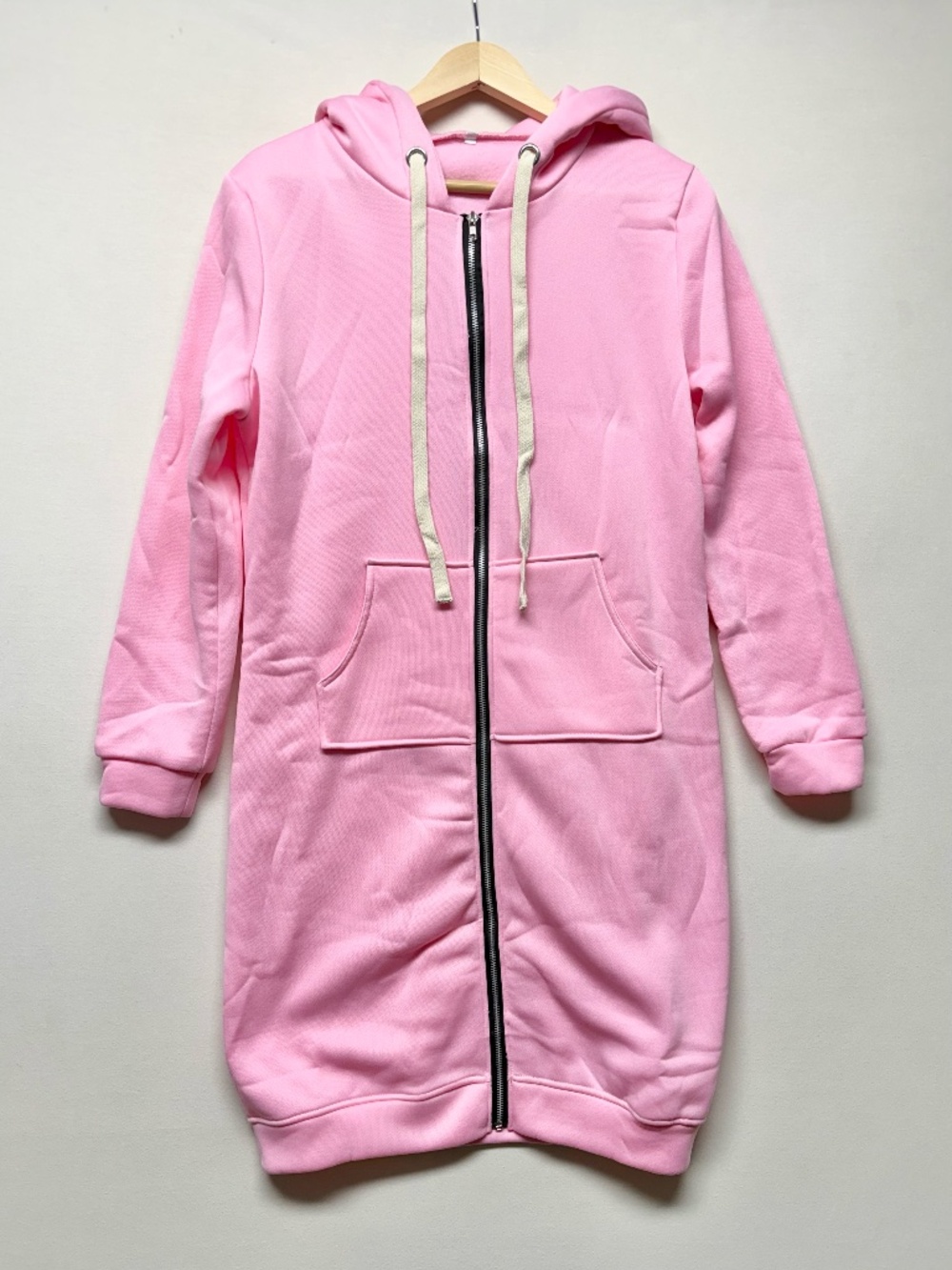 Women’s Pink Full-Zip Longline Hoodie Tunic Sweatshirt XL NWOT